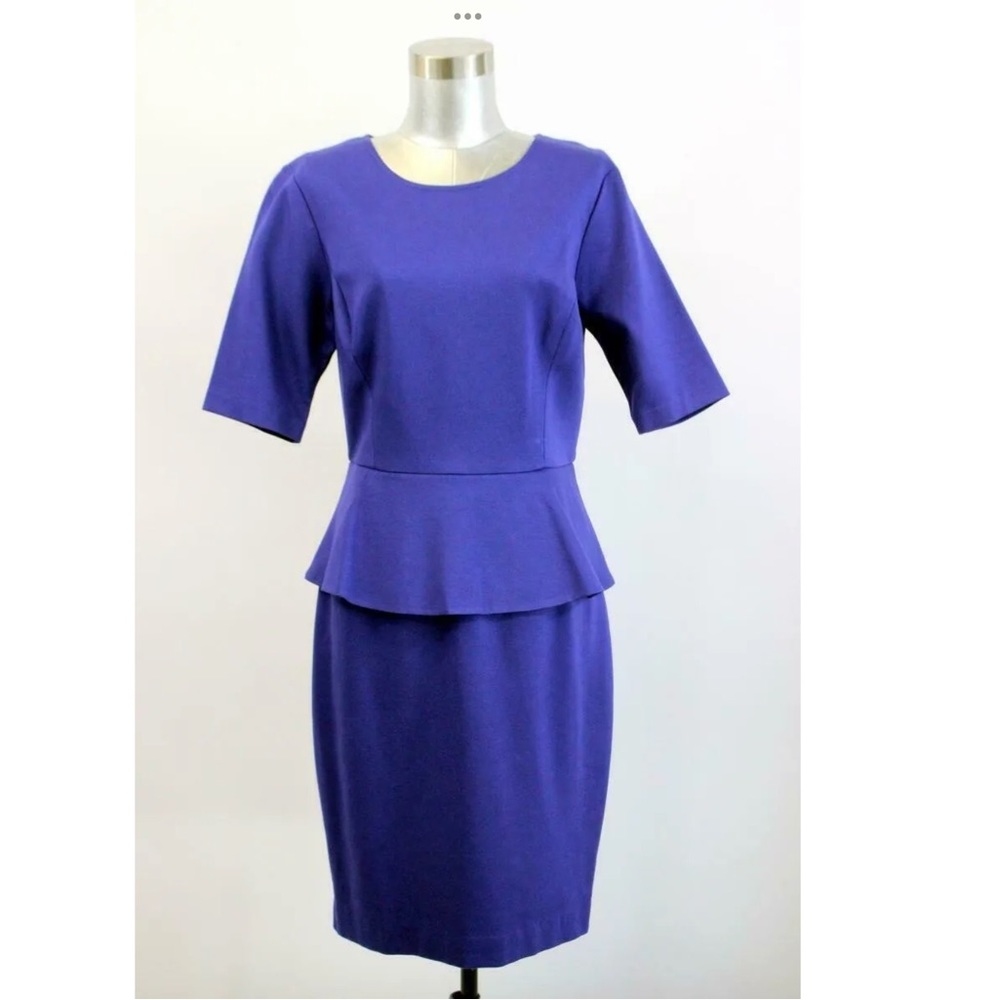 Trina Turk Purple Indigo Peplum Lined Sheath Dress Size 4 (small)